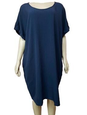 JUNAROSE Short Sleeve Women's Navy Dress Cocoon Tunic Dress Size US 16 NWT #C